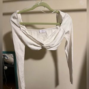 White Long Sleeve Crop Top